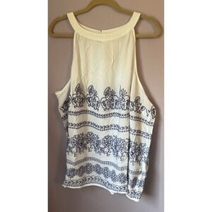 Loft Halter Top Sleeveless Blouse Blue Floral Pattern Plus Size 26 New Boho